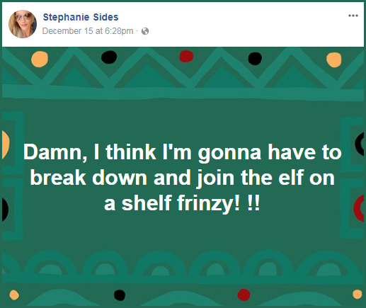 Stephanie Sides Elf On The Shelf frenzy